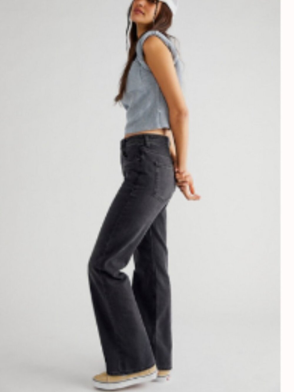 Free People Black Washed Flare Jeans